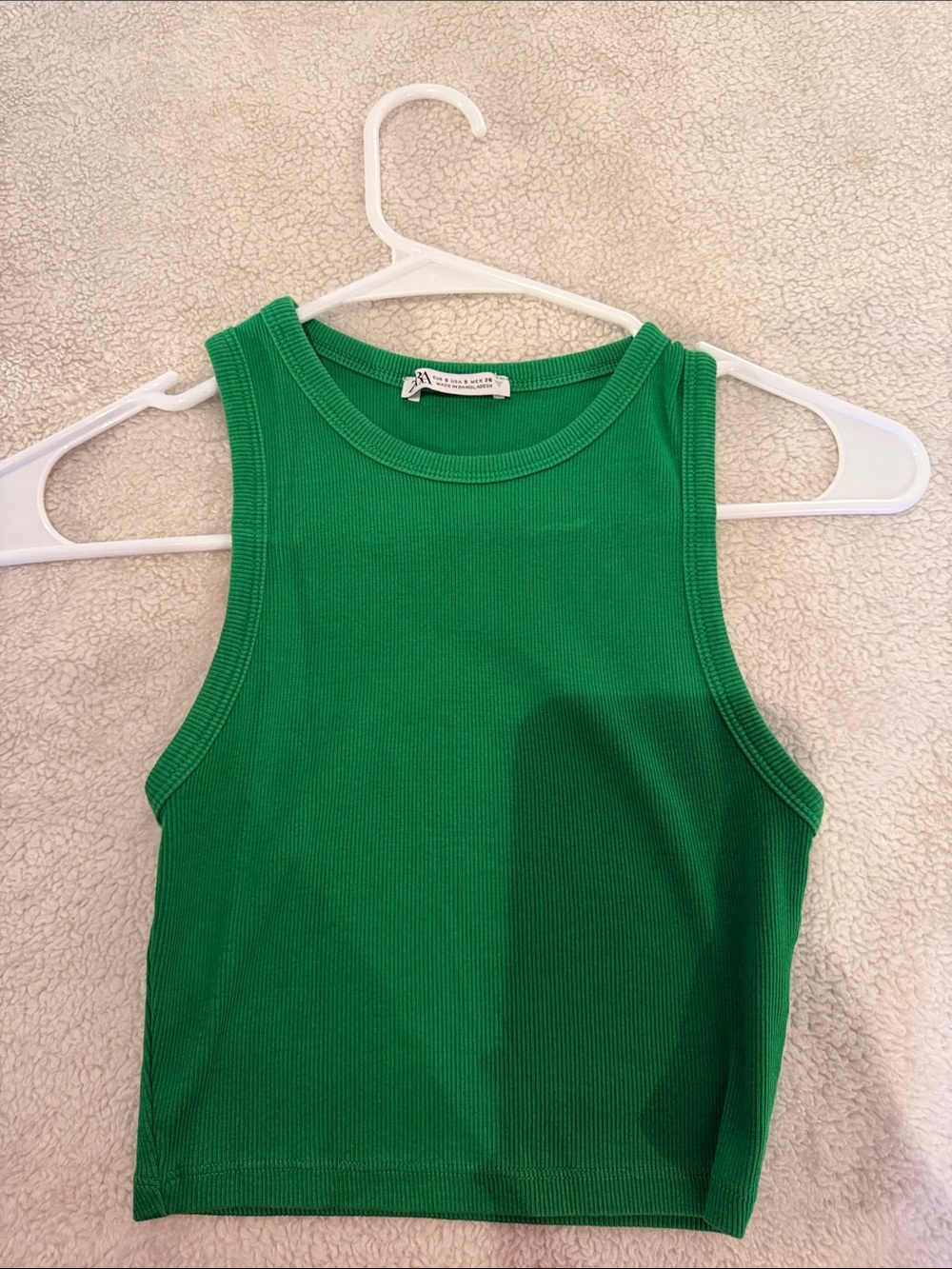Zara Green Ribbed Tank Top